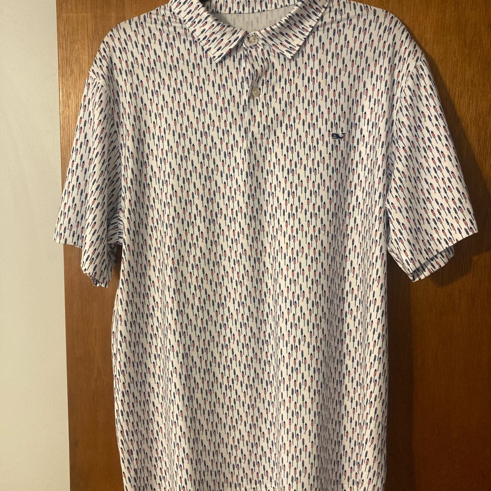 Vineyard Vines White and Blue Polo Shirt